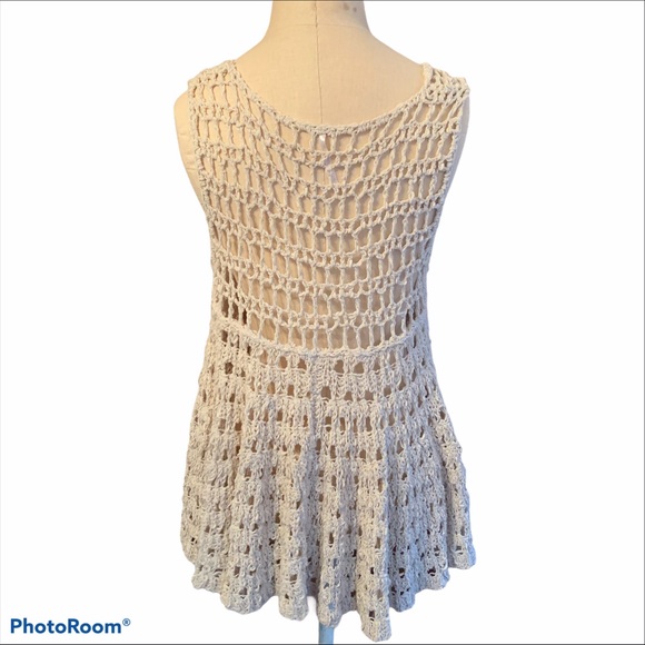 Free people cream crocheted sleeveless top - Picture 5 of 7